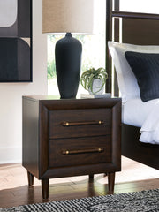 Tampa Furniture Outlet - Ashley Furniture - Dantenton Bedroom - Two Drawer Night Stand / Merlot - B611-92