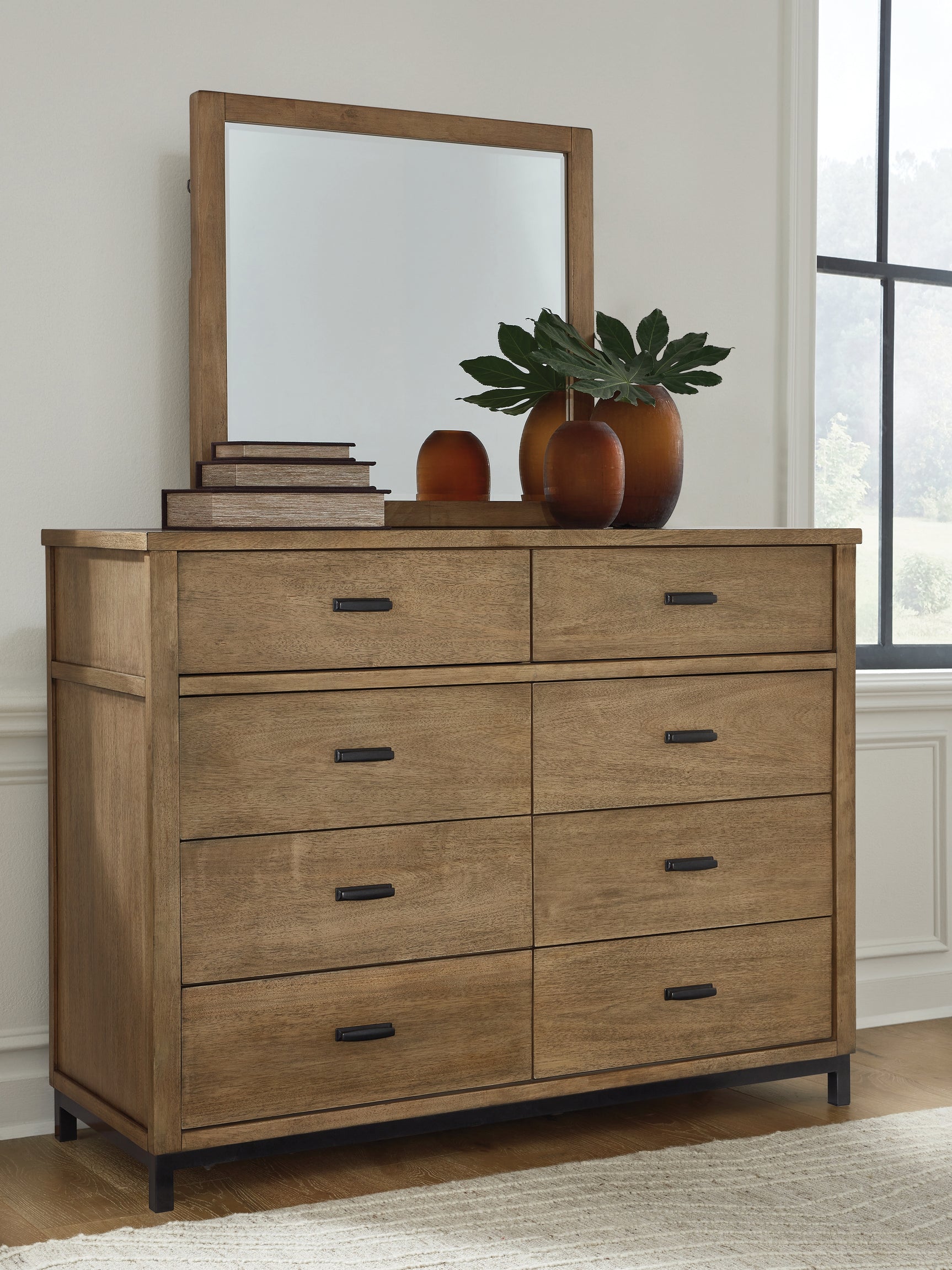 Tampa Furniture Outlet - Ashley Furniture - Tomtyn Bedroom - Dresser and Mirror / Light Brown - B622B1