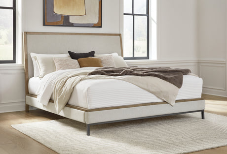 Tampa Furniture Outlet - Ashley Furniture - Tomtyn Bedroom - California King Upholstered Bed / Light Brown - B622B5