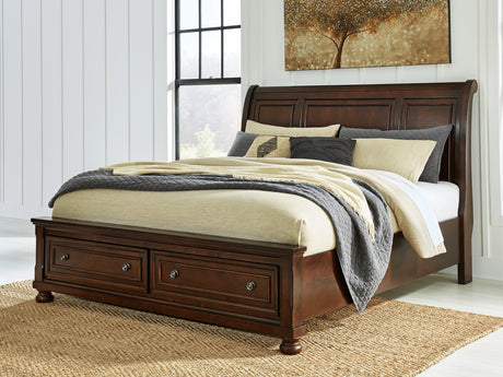 Tampa Furniture Outlet - Ashley Furniture - Porter Bedroom - King Sleigh Storage Bed / Rustic Brown - B697B45