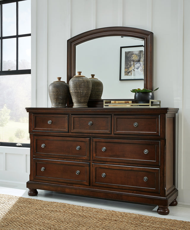 Tampa Furniture Outlet - Ashley Furniture - Porter Bedroom - California King Sleigh Storage Bed / Rustic Brown - B697B47