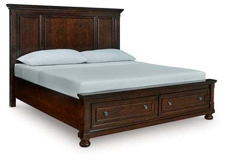 Tampa Furniture Outlet - Ashley Furniture - Porter Bedroom - King Panel Storage Bed / Rustic Brown - B697B44