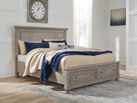 Tampa Furniture Outlet - Ashley Furniture - Lettner Bedroom - Queen Panel Storage Bed / Light Gray - B733B31