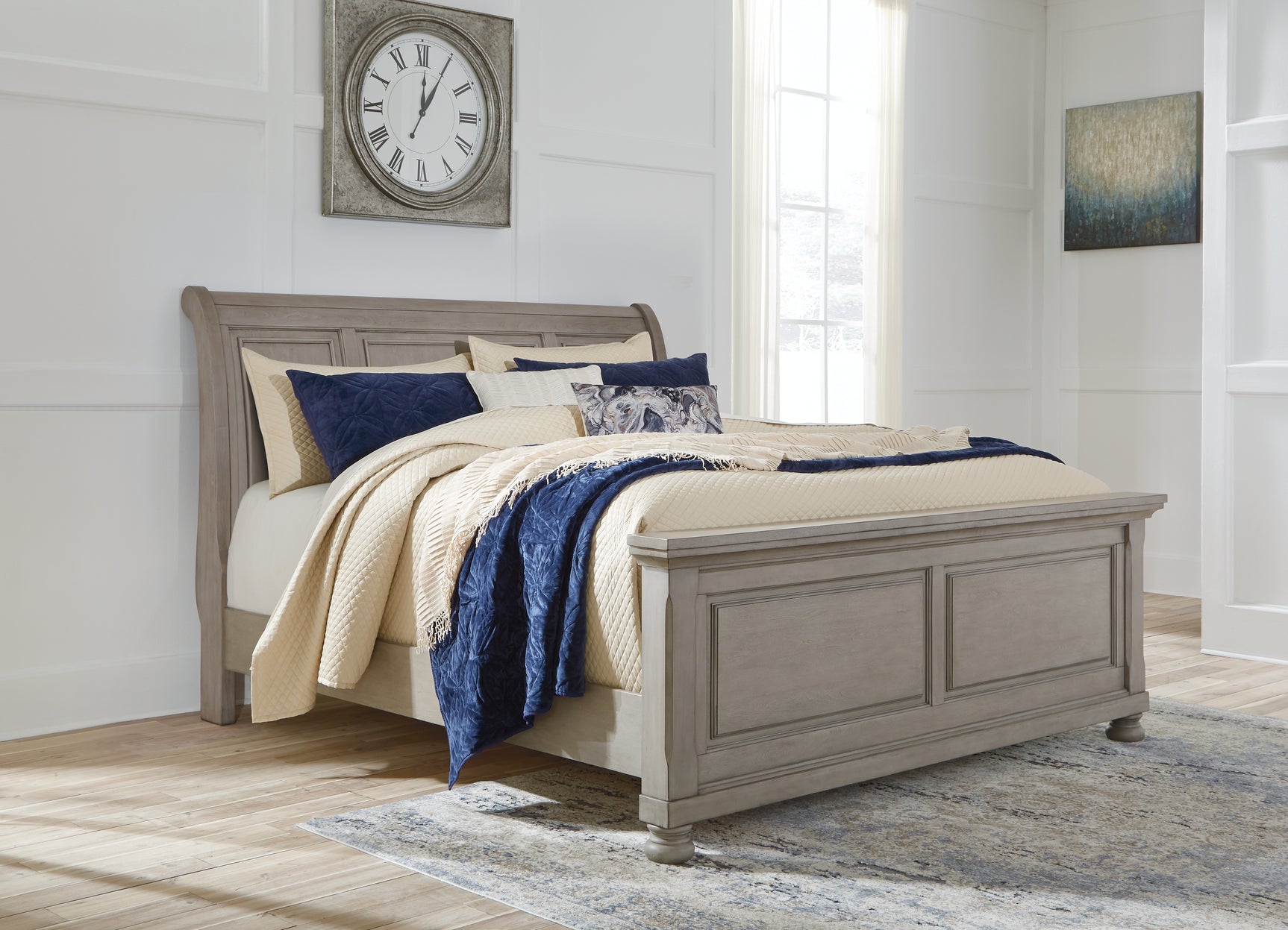 Tampa Furniture Outlet - Ashley Furniture - Lettner Bedroom - California King Sleigh Bed / Light Gray - B733B36