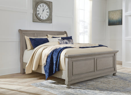 Tampa Furniture Outlet - Ashley Furniture - Lettner Bedroom - California King Sleigh Bed / Light Gray - B733B36