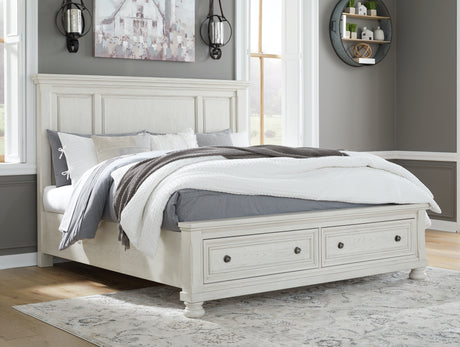 Tampa Furniture Outlet - Ashley Furniture - Robbinsdale Bedroom - King Panel Storage Bed / Antique White - B742B25
