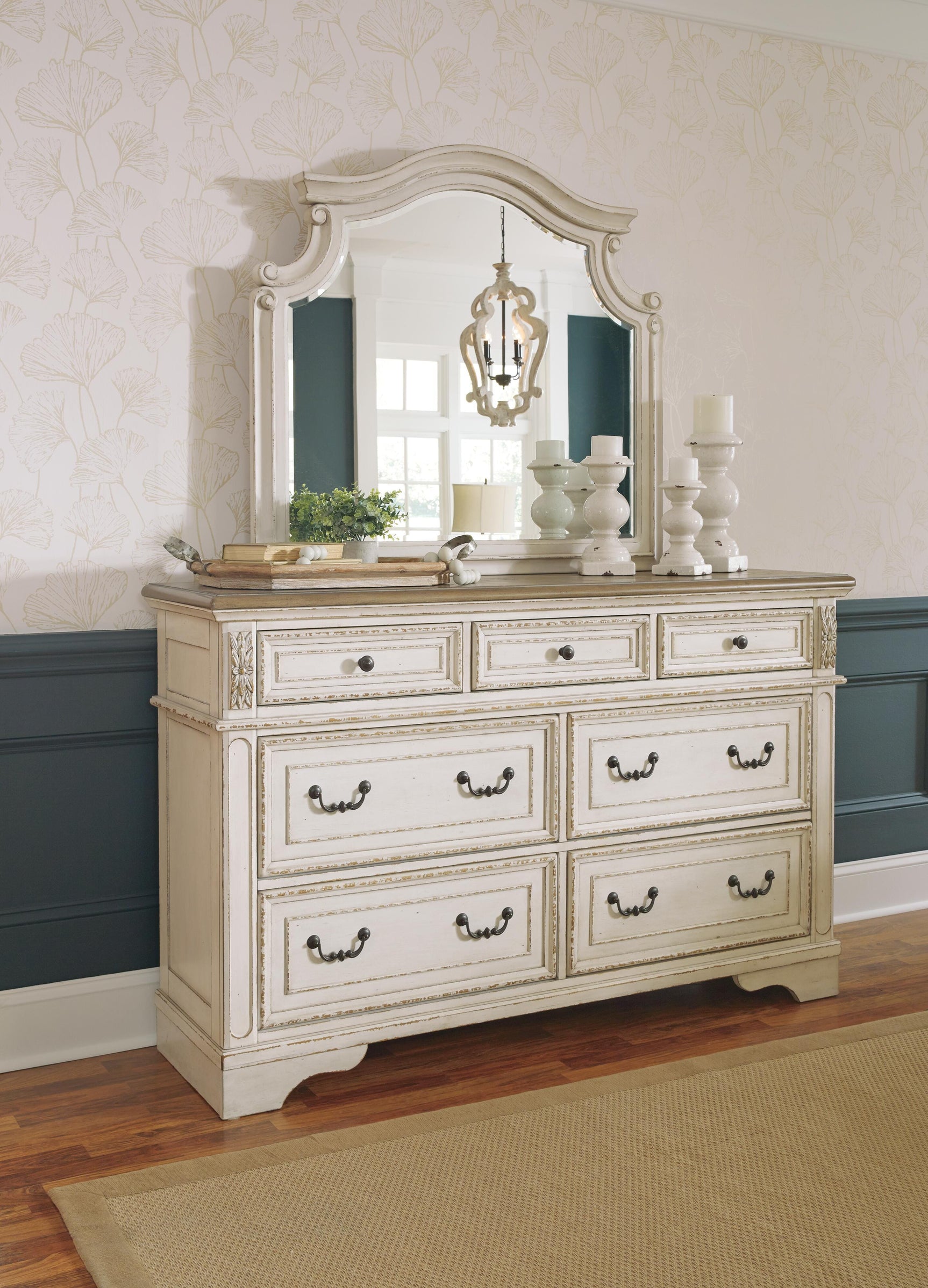 Realyn King Panel Bed, Dresser, Mirror and Nightstand - Tampa Furniture Outlet