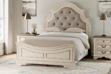 Tampa Furniture Outlet - Ashley Furniture - Realyn Bedroom - Queen Upholstered Panel Bed / Chipped White - B743B2