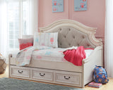 Tampa Furniture Outlet - Ashley Furniture - Realyn Bedroom - Twin Day Bed with 1 Large Storage Drawer / Chipped White - B743B15