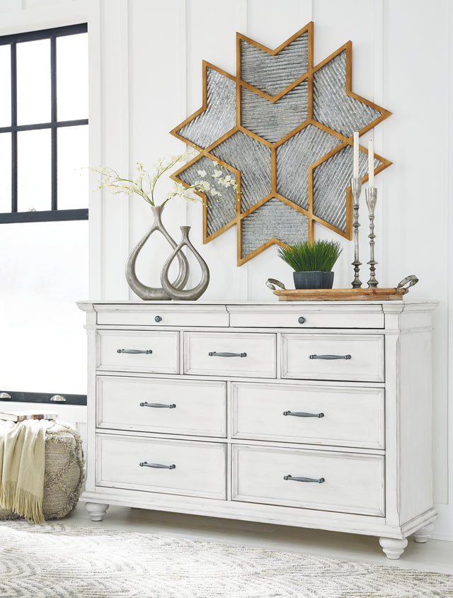 Tampa Furniture Outlet - Ashley Furniture - Kanwyn Bedroom - California King Panel Bed / Whitewash - B777B11