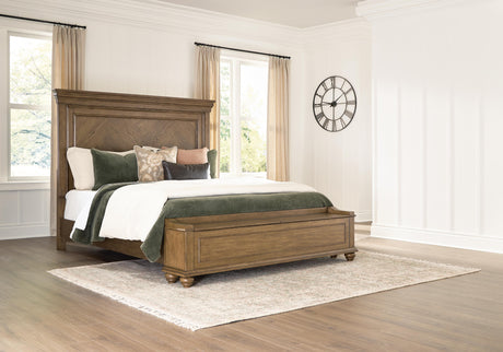 Tampa Furniture Outlet - Ashley Furniture - Karallin Bedroom - King Panel Storage Bed / Medium Brown - PCB782B8
