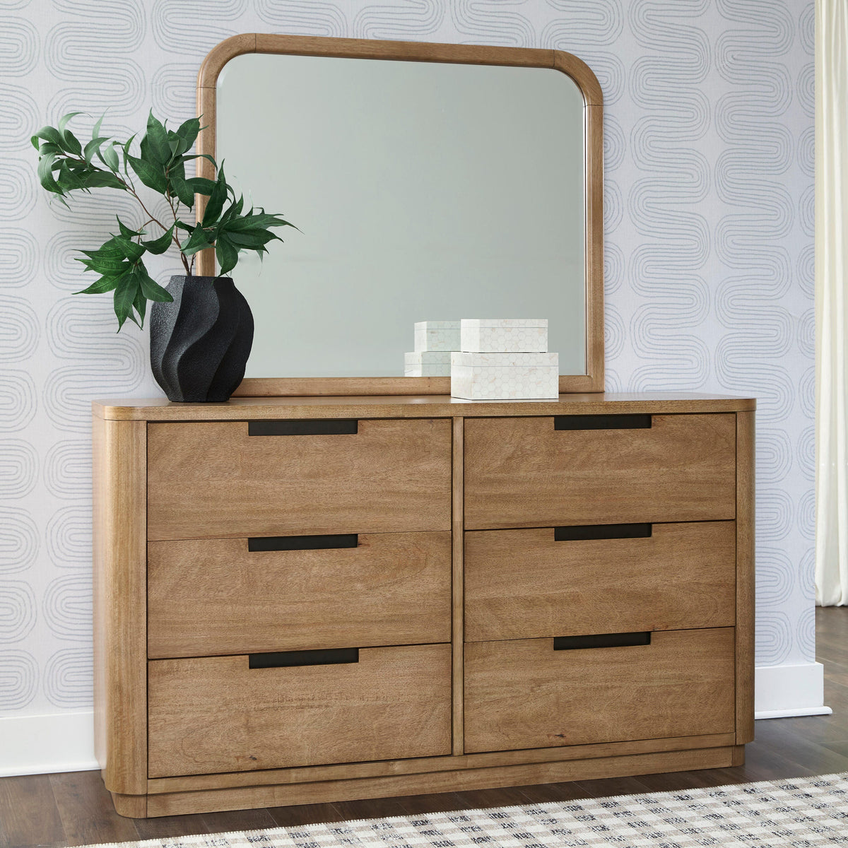 Tampa Furniture Outlet - Ashley Furniture - Pamaria Bedroom - Dresser and Mirror / Light Brown - PCB802B1