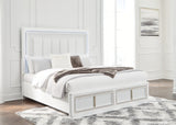 Tampa Furniture Outlet - Ashley Furniture - Chalanna Bedroom - California King Upholstered Storage Bed / White - B822B5