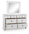 Tampa Furniture Outlet - Ashley Furniture - Rowlenstown Bedroom - Dresser and Mirror / Antique White - PCB823B1