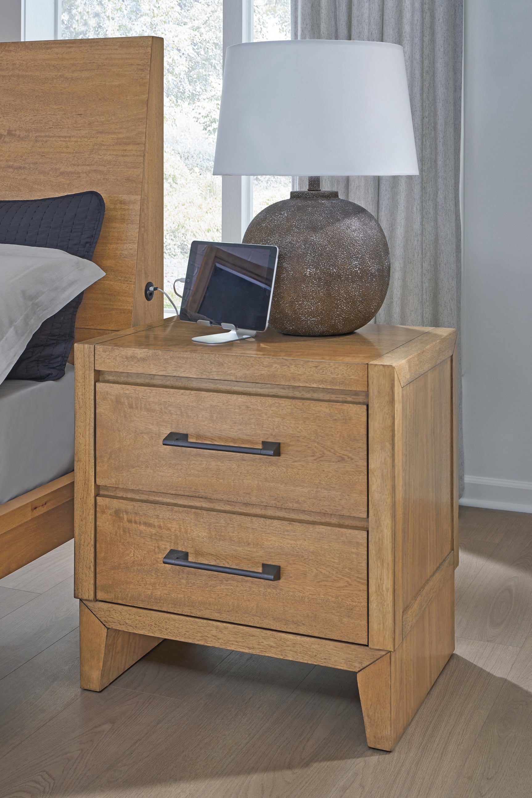 Tampa Furniture Outlet - Ashley Furniture - Sherbana Bedroom - Two Drawer Night Stand / Light Brown - B833-92