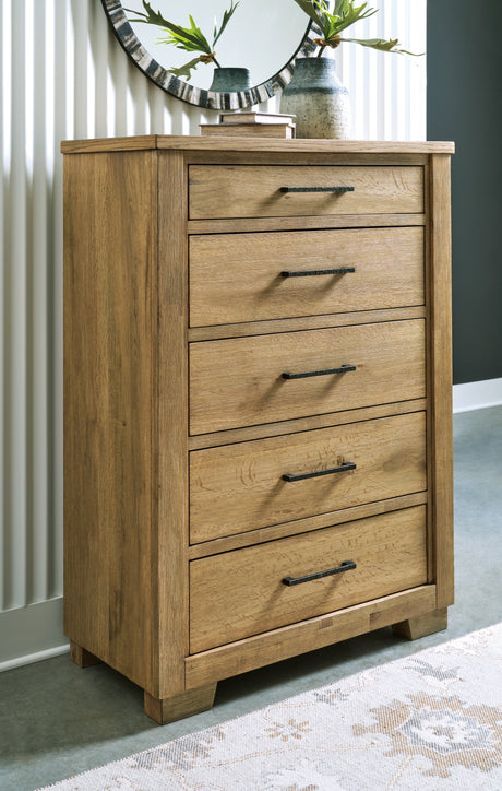 Tampa Furniture Outlet - Ashley Furniture - Galliden Bedroom - California King Panel Bed / Light Brown - B841B5