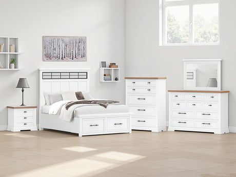 Tampa Furniture Outlet - Ashley Furniture - Ashbryn Bedroom - Queen Panel Storage Bed / White/Natural - B844B2