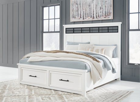 Tampa Furniture Outlet - Ashley Furniture - Ashbryn Bedroom - King Panel Storage Bed / White/Natural - B844B4