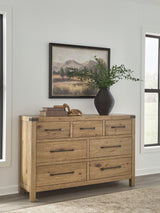Tampa Furniture Outlet - Ashley Furniture - Ridgester Bedroom - Dresser / Light Brown - B858-31