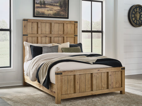 Tampa Furniture Outlet - Ashley Furniture - Ridgester Bedroom - Queen Panel Bed / Light Brown - B858B2
