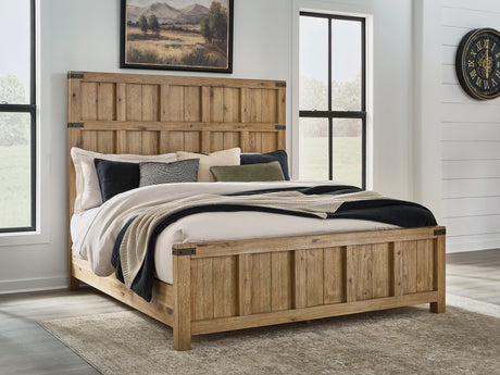 Tampa Furniture Outlet - Ashley Furniture - Ridgester Bedroom - King Panel Bed / Light Brown - B858B6