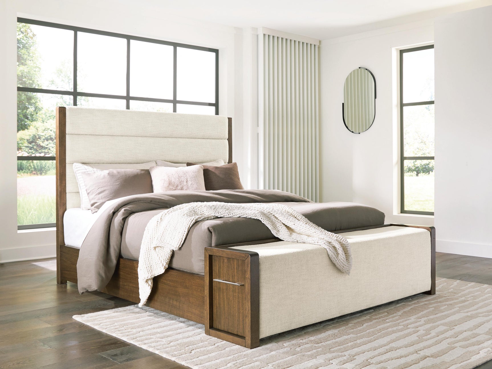 Tampa Furniture Outlet - Ashley Furniture - Marxmore Bedroom - King Upholstered Storage Bed / Brown - B863B4