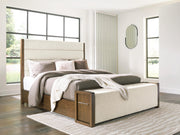 Tampa Furniture Outlet - Ashley Furniture - Marxmore Bedroom - King Upholstered Storage Bed / Brown - B863B4