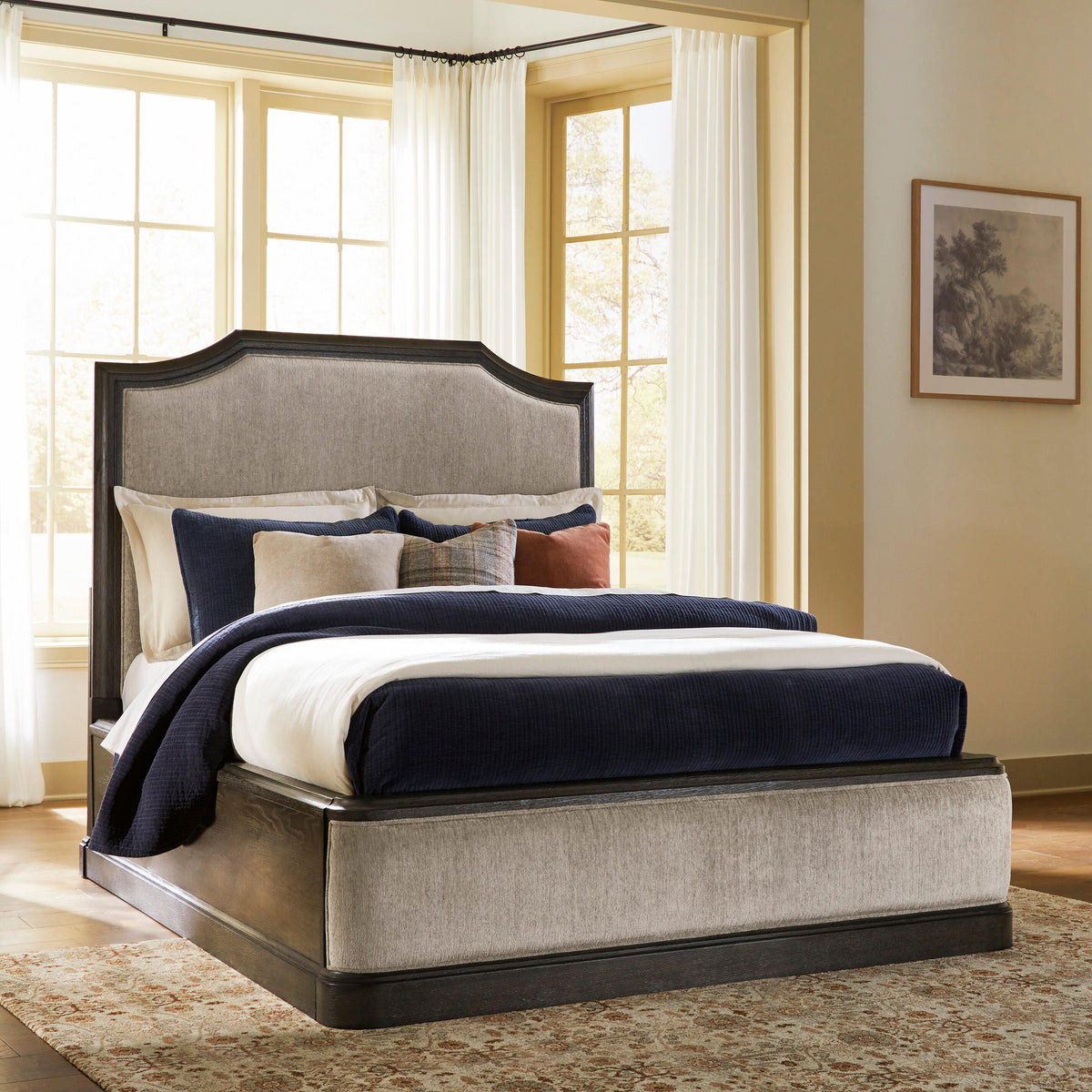 Tampa Furniture Outlet - Ashley Furniture - Wickenger Bedroom - Queen Upholstered Panel Bed / Dark Brown - PCB889B2