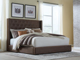 Tampa Furniture Outlet - Ashley Furniture - Lavernty Bedroom - King Upholstered Storage Bed / Coffee - PCB9002B2