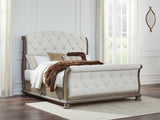 Tampa Furniture Outlet - Ashley Furniture - Ardenfield Bedroom - King Upholstered Sleigh Bed / Light Brown - B944B4