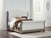 Tampa Furniture Outlet - Ashley Furniture - Ardenfield Bedroom - King Upholstered Sleigh Bed / Light Brown - B944B4