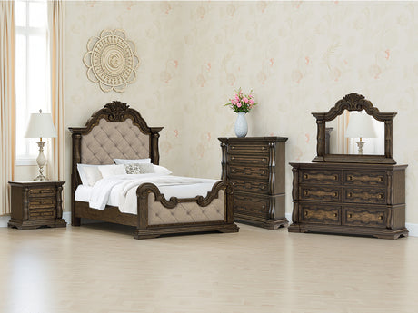 Tampa Furniture Outlet - Ashley Furniture - Maylee Bedroom - Queen Upholstered Bed / Dark Brown - B947B2