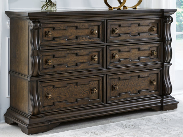 Tampa Furniture Outlet - Ashley Furniture - Maylee Bedroom - Dresser and Mirror / Dark Brown - B947B1