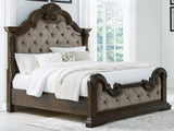 Tampa Furniture Outlet - Ashley Furniture - Maylee Bedroom - California King Upholstered Bed / Dark Brown - B947B5