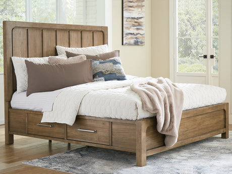 Tampa Furniture Outlet - Ashley Furniture - Cabalynn Bedroom - California King Panel Bed with Storage / Light Brown - B974B9