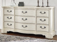 Tampa Furniture Outlet - Ashley Furniture - Arlendyne Bedroom - King Upholstered Bed / Antique White - B980B4