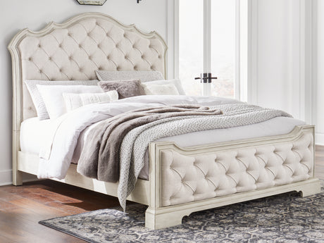 Tampa Furniture Outlet - Ashley Furniture - Arlendyne Bedroom - California King Upholstered Bed / Antique White - B980B5