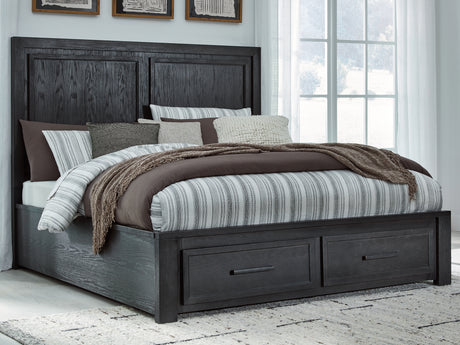 Tampa Furniture Outlet - Ashley Furniture - Foyland Bedroom - California King Panel Storage Bed / Black/Brown - B989B5