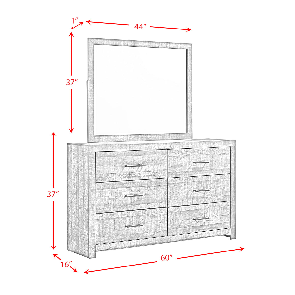 Bailey Drift Dresser & Mirror Set