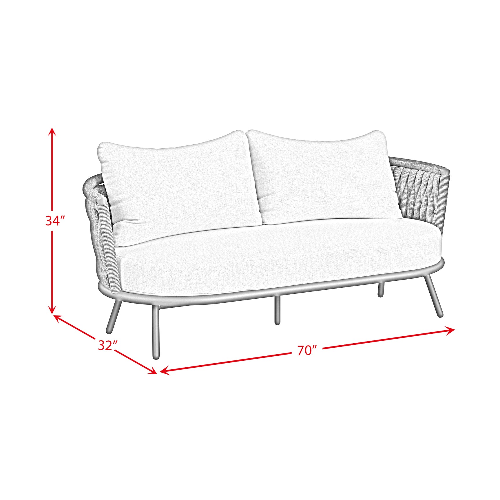 Bali Loveseat with Olefin Grey in Dark Grey - Tampa Furniture Outlet