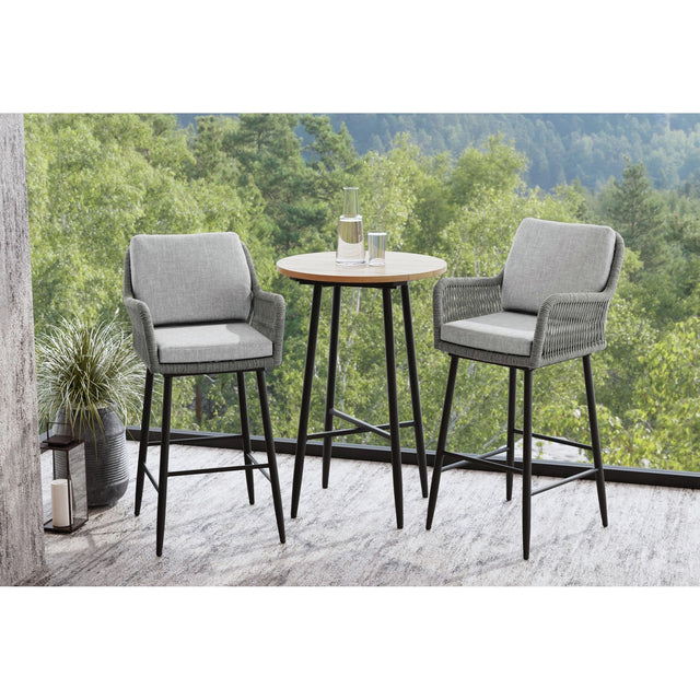 Bayhill Barstool with Grey Fabric in Black (2 Per Carton) – SKU O-3040-8-BST | Elements