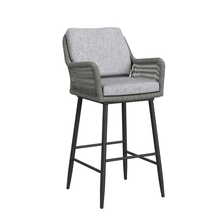 Bayhill Barstool with Grey Fabric in Black (2 Per Carton) - Tampa Furniture Outlet