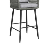 Bayhill Barstool with Grey Fabric in Black (2 Per Carton) - Tampa Furniture Outlet