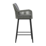 Bayhill Barstool with Grey Fabric in Black (2 Per Carton) - Tampa Furniture Outlet
