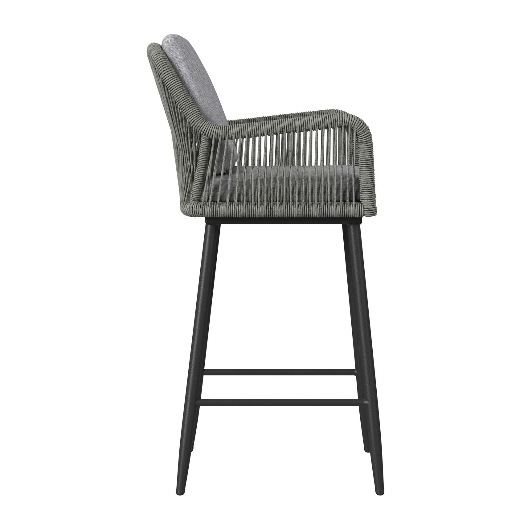 Bayhill Barstool with Grey Fabric in Black (2 Per Carton) - Tampa Furniture Outlet