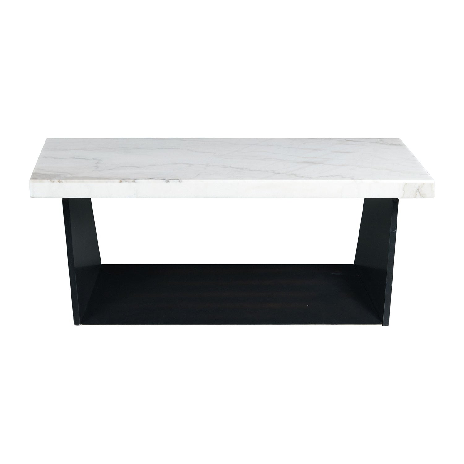 Beckley Coffee Table Complete in White Marble Top - Tampa Furniture Outlet