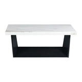 Beckley Coffee Table Complete in White Marble Top - Tampa Furniture Outlet