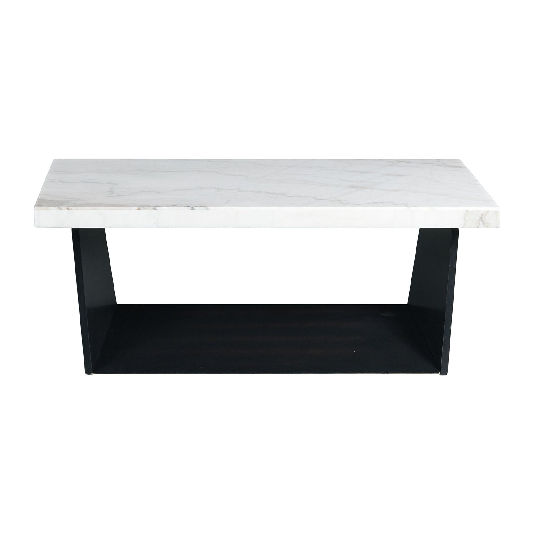 Beckley Coffee Table Complete in White Marble Top - Tampa Furniture Outlet