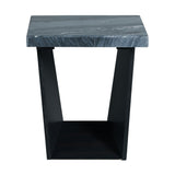 Beckley End Table Complete in Dark Marble Top - Tampa Furniture Outlet