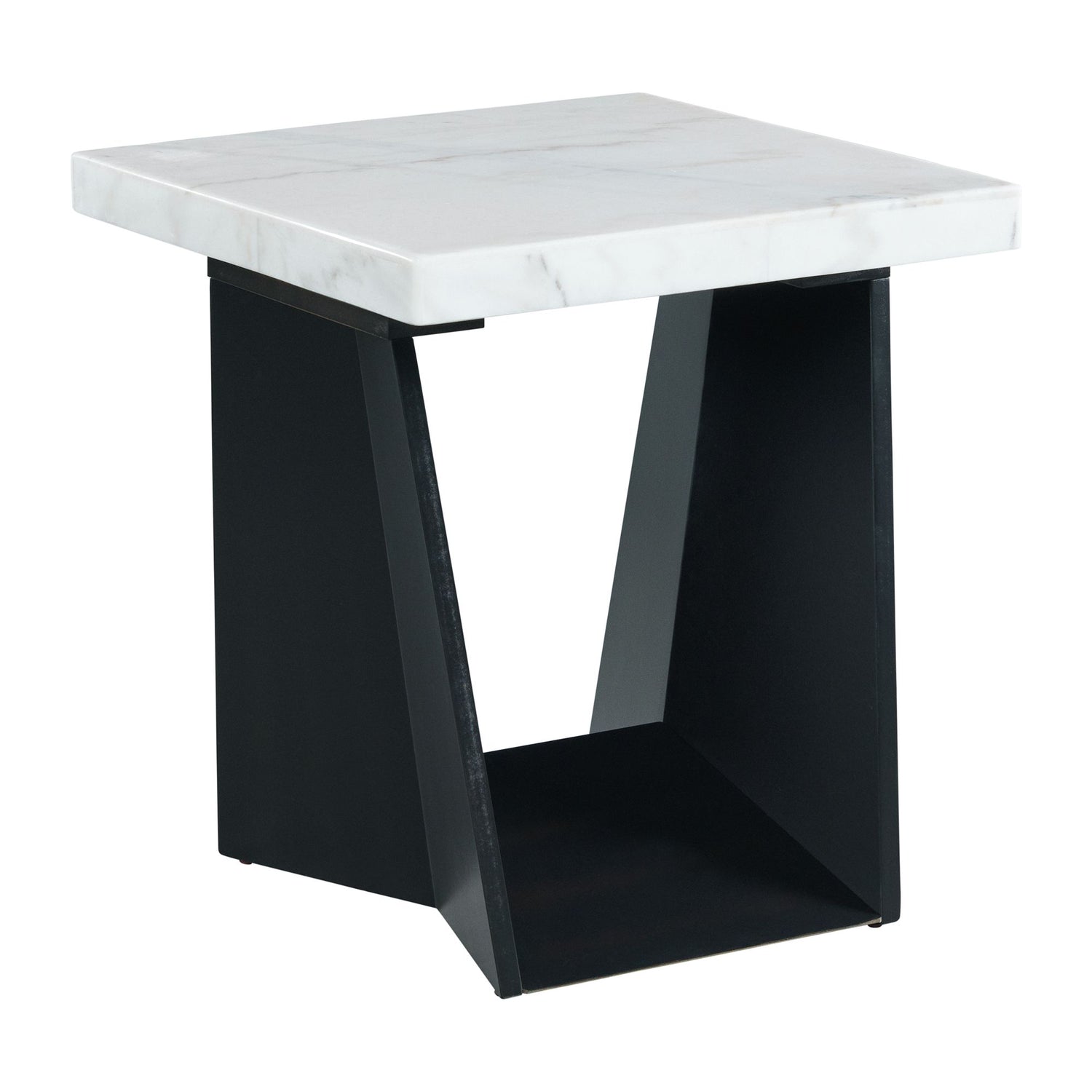 Beckley End Table Complete in White Marble Top - Tampa Furniture Outlet